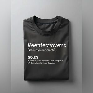 NEW Black Graphic Cotton Tee with Weenietrovert Print